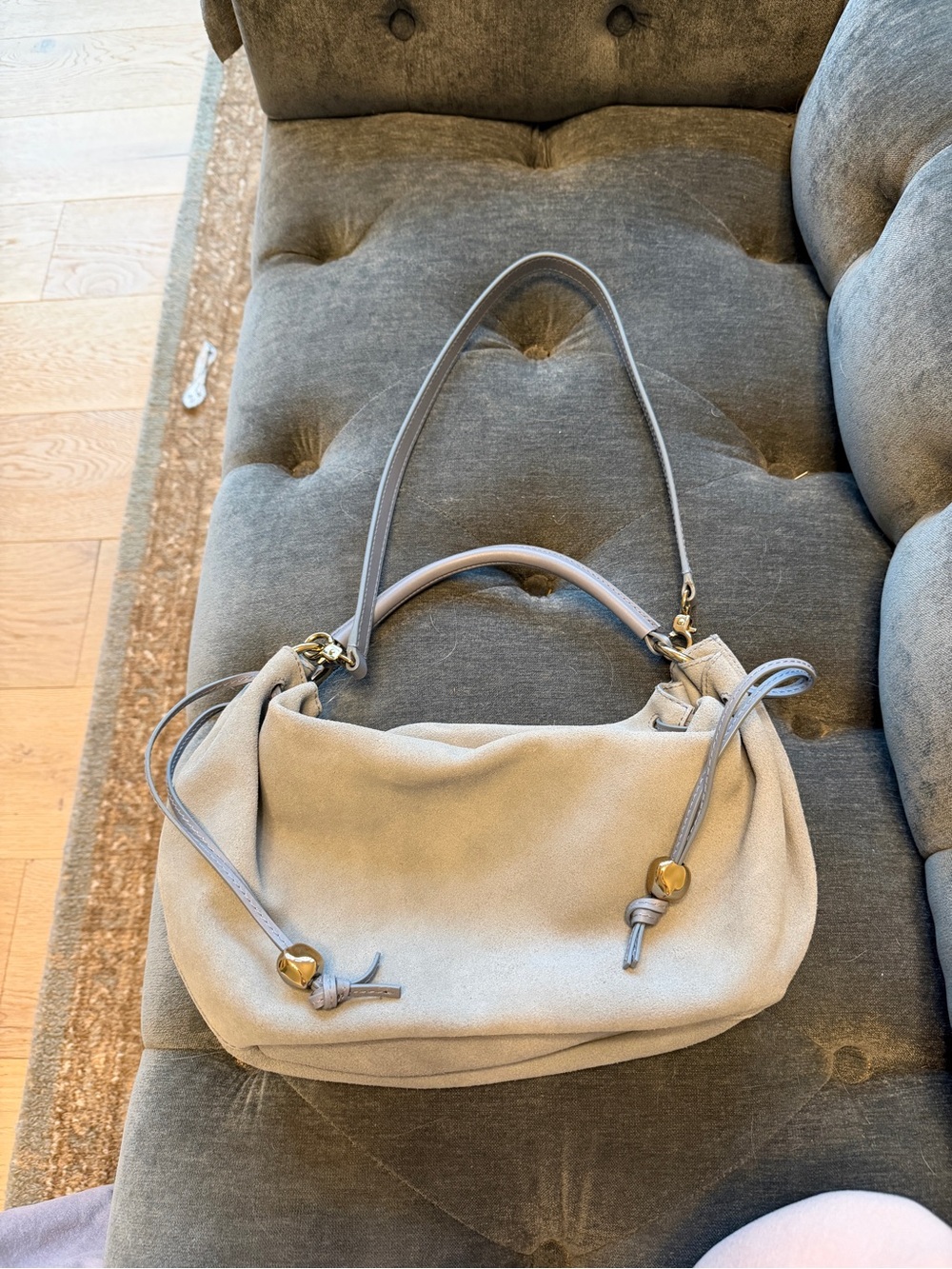 *NWT* Madewell Cameron Gathered Shoulder Bag in Serene Blue Suede - Picture 4 of 11